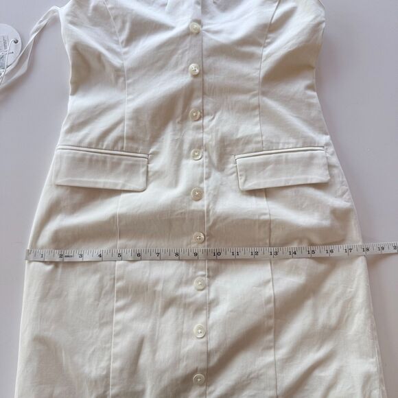 NWT STAUD Haven Cotton Chino Halter Neck Button Front Mini Dress in Ivory Size 2 - Picture 16 of 16